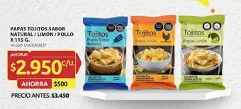 Ara PAPAS TOJITOS SABOR NATURAL / LIMÓN / POLLO X 115 G. oferta