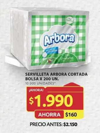 Ara SERVILLETA ARBORA CORTADA BOLSA X 200 UN. oferta