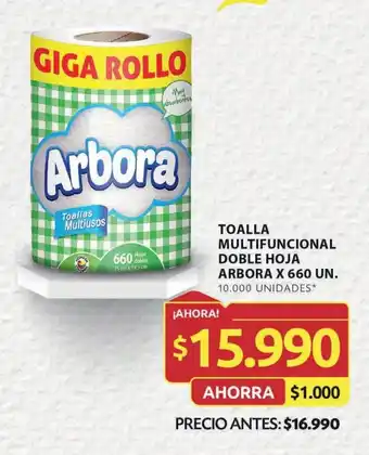 Ara TOALLA MULTIFUNCIONAL DOBLE HOJA ARBORA X 660 UN. oferta