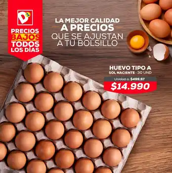 Tiendas D1 HUEVO TIPO A SOL NACIENTE • 30 UND oferta