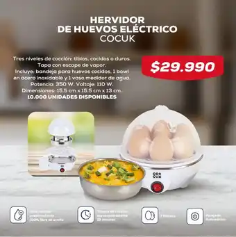 Tiendas D1 HERVIDOR DE HUEVOS ELÉCTRICO COCUK oferta