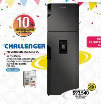 CHALLENGER NEVERA SIN ESCARCHA REF: CR266 • 36 cuotas