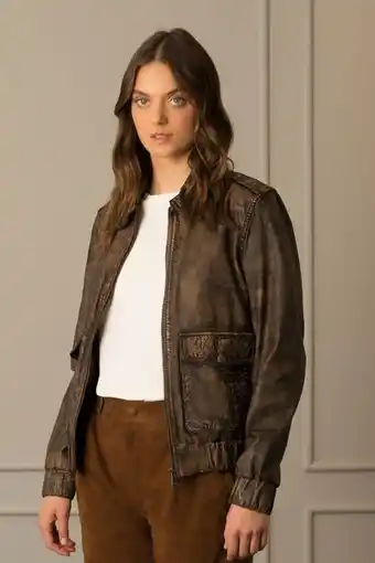 Vélez Chaqueta bomber en cuero unisexo vintage oferta