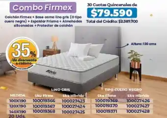Hogar y Moda Combo Colchón Firmex • 30 Cuotas Quincenales de oferta