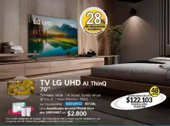 Hogar y Moda TV LG UHD Al ThinQ AI 70" • 48 cuotas oferta