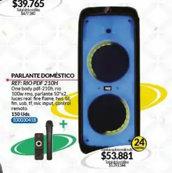Hogar y Moda PARLANTE DOMÉSTICO REF: RIO PDF 210H • 24 cuotas oferta