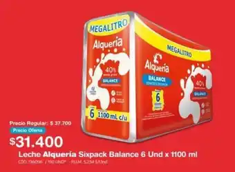 Makro Leche Alquería Sixpack Balance 6 Und x 1100 ml oferta
