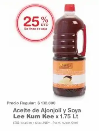Makro Aceite de Ajonjolí y Soya Lee Kum Kee x 1.75 Lt oferta