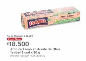 Makro Atún de Lomo en Aceite de Oliva Isabel 3 und x 80 g oferta