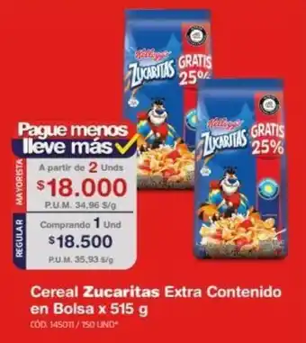 Makro Cereal Zucaritas Extra Contenido en Bolsa x 515 g oferta