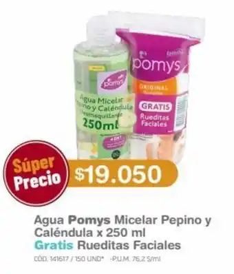 Makro Agua Pomys Micelar Pepino y Caléndula x 250 ml Gratis Rueditas Faciales oferta