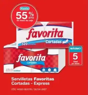 Makro Servilletas Favoritas Cortadas - Express oferta