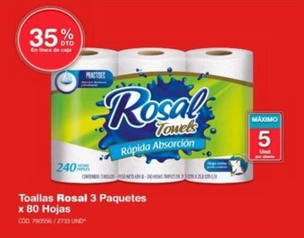 Makro Toallas Rosal 3 Paquetes x 80 Hojas oferta