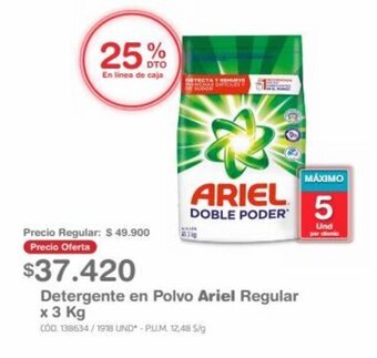 Makro Detergente en Polvo Ariel Regular x 3 Kg oferta