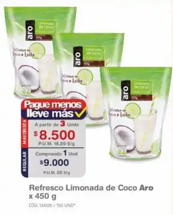 Makro Refresco Limonada de Coco Aro x 450 g oferta