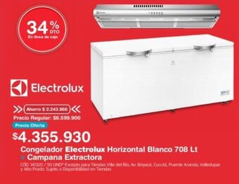 Makro Congelador Electrolux Horizontal Blanco 708 Lt + Campana Extractora oferta