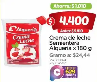 Surtimax Crema de leche Semientera Alquería x 180 g oferta