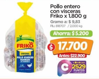 Surtimax Pollo entero con visceras Friko x 1.800 g oferta