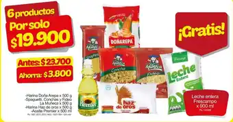 Surtimax Harina Doña Arepa x 500g, Spaguetti, Conchas y Fideo La Muñeca x 500g, Harina Haz de Oros x 500g, Aceite Premier x 500ml oferta