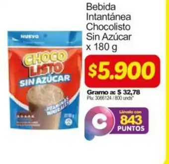 Surtimax Bebida Intantánea Chocolisto Sin Azúcar x 180g oferta