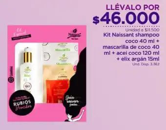 FarmaTodo Kit Naissant Shampoo Coco 40ml + Mascarilla de coco 40ml + Elix Argán 15ml oferta
