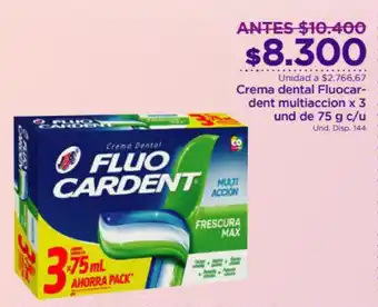 FarmaTodo Crema Dental Fluocardent Multiaccion x 3 und de 75g c/u oferta