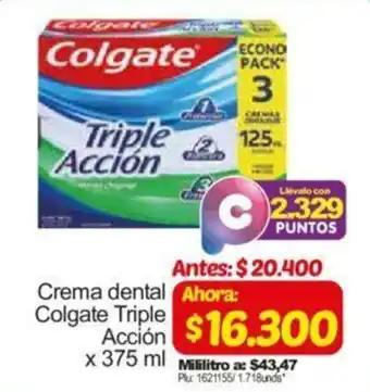 Surtimax Crema dental Colgate Triple Acción 375ml oferta