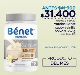 FarmaTodo Proteína Benet Sabor Vainilla Polvo x 352g oferta