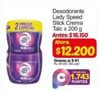 Surtimax Desodorante Lady Speed Stick Crema Talc 200g oferta
