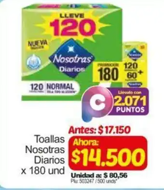 Surtimax Toallas Nosotras Diarios 180 und oferta
