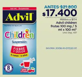FarmaTodo ADvil Children Frutas 100mg/5ml x 100ml oferta