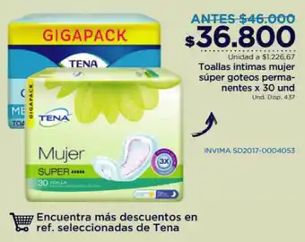 FarmaTodo Toallas íntimas Mujer Súper Goteos Permanentes x 30 und oferta