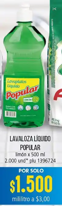 Colsubsidio Lavaloza Líquido Popular Limón x 500ml oferta