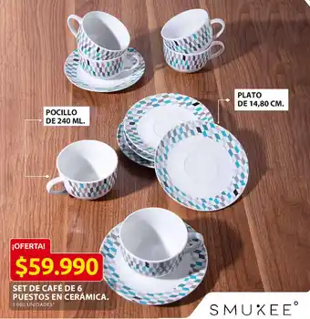 Ara SET DE CAFÉ DE 6 PUESTOS EN CERÁMICA SMUKEEⓇ oferta