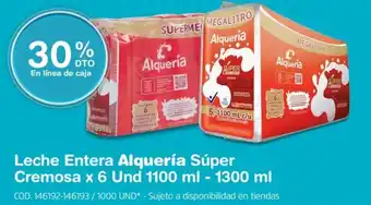 Makro Leche Entera Alquería Súper Cremosa x 6 Und 1100 ml - 1300 ml oferta