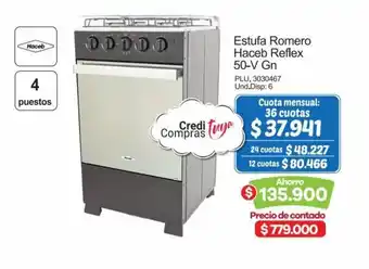 Surtimax Estufa Romero Haceb Reflex 50-V Gn oferta