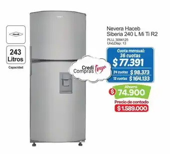Surtimax Nevera Haceb Siberia 240 L Mi Ti R2 oferta