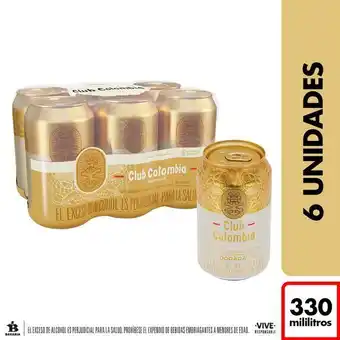Superdroguería Olímpica Cerveza club colombia dorada en lata 330 ml x6 unds oferta