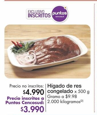 Metro Hígado de res congelado x 500 g oferta