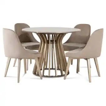 Muebles Jamar Comedor 4 puestos laurent velvet beige, taupe perla y champaña oferta
