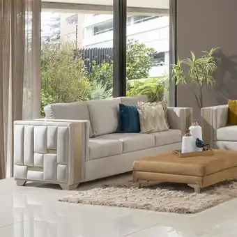 Muebles Jamar Sofá 3 puestos clapton velvet suprema crudo, champaña oferta