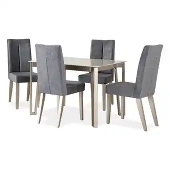 Muebles Jamar Comedor 4 puestos jeff velvet gris oscuro,champaña oferta