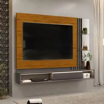 Muebles Jamar Panel de tv noah gris plomo, almendra 219x168x30 oferta