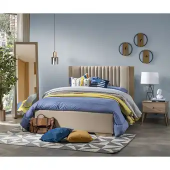 Muebles Jamar Cama doble moscu eurolino marfil, natural oferta