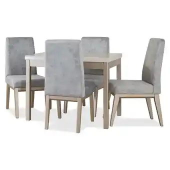 Muebles Jamar Comedor 4 puestos walcot velvet luxury gris oscuro, champaña oferta