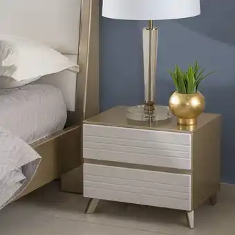 Muebles Jamar Mesa de noche aston perla, champaña oferta