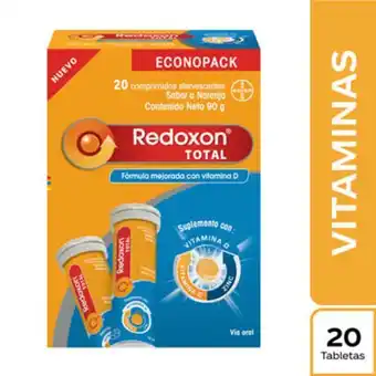 Superdroguería Olímpica Redoxon total efervescente vitamina c + zinc + vitamina d tubo x 20 tab econopack oferta