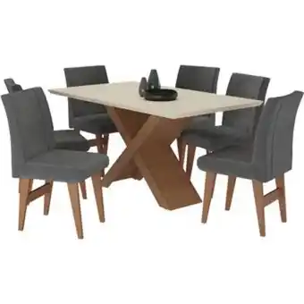 Linio Juego de comedor lisboa 6 puestos color café - gris oferta