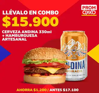 Oxxo CERVEZA ANDINA 330ml + HAMBURGUESA ARTESANAL oferta