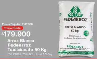 Makro Arroz Blanco Fedearroz Tradicional x 50 Kg oferta